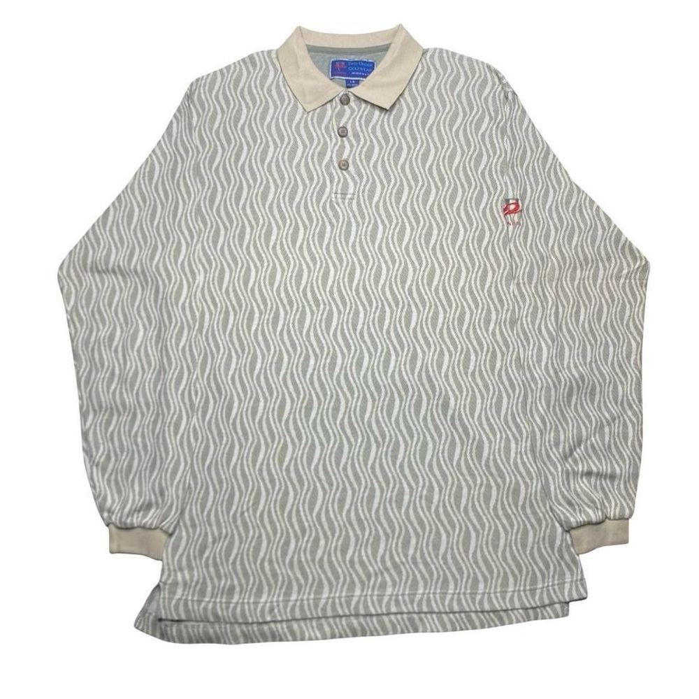 Vintage 90s 2 Under Golf Wear polo long sleeve shirt beige